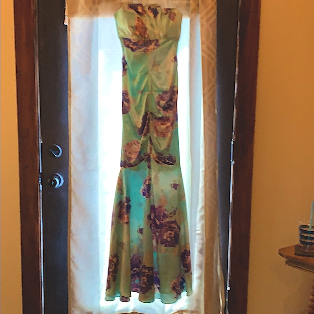 Floral mermaid style long prom dress